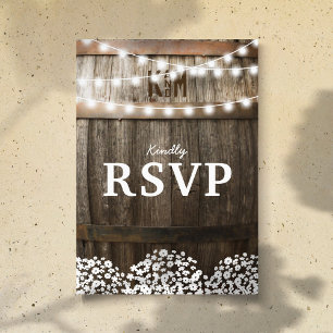 Postal De Invitación Boda Rústica de Campo   Cadena de Luces RSVP