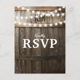 Postal De Invitación Boda Rústica de Campo   Cadena de Luces RSVP