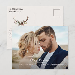 Postal De Invitación Boda rústica elegante gracias botánico