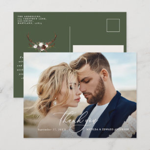 Postal De Invitación Boda rústica elegante gracias botánico