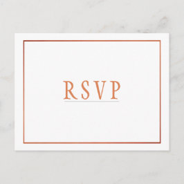 Postal De Invitación Boda simple de Naranja de cobre blanco RSVP