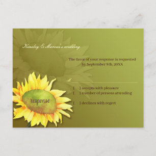 Postal De Invitación Boda verde de girasol de maíz dulce RSVP