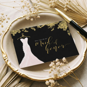 Postal De Invitación Boda vestida de oro negro te sentirás honrada