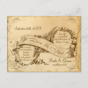 Postal De Invitación Boda Vintage con Té Manchado 1 - Ducha nupcial