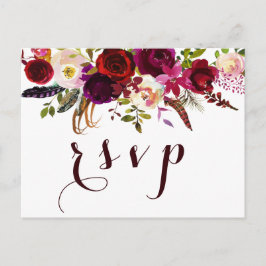 Postal De Invitación Bohemia acuarela Floral Botumn Wedding RSVP