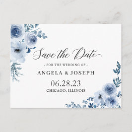 Postal De Invitación Bohemian Dusty Blue Floral Wedding