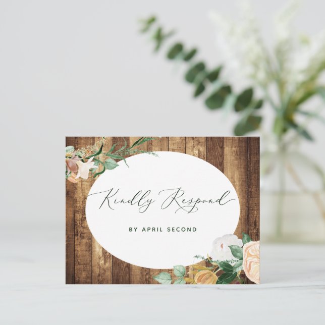 Postal De Invitación Boho Boho Rustic Farmhouse Barn Wedding RSVP (Anverso de pie)