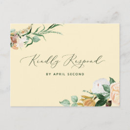 Postal De Invitación Boho Botanical Greenery Pastel Boda Amarilla RSVP