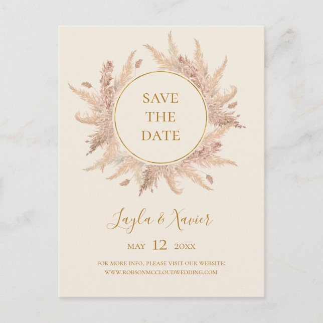 Postal De Invitación Boho Botánico Tropical | Ahorro de Fecha Marfil (Anverso)