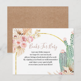 Postal De Invitación Boho Cactus Flores rosas Libros para bebés