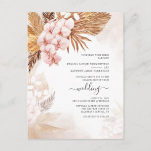 Postal De Invitación Boho Dried Palms Pampas Grass Terracotta Boda