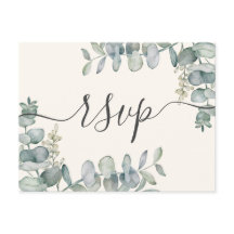 Boho Eucalyptus Sage Green & Beige RSVP
