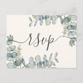 Postal De Invitación Boho Eucalyptus Sage Green & Beige RSVP