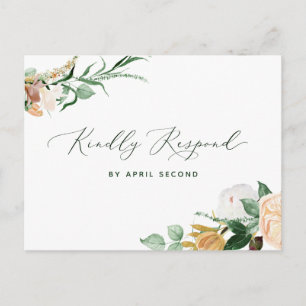 Postal De Invitación Boho Greenery Neutral Boda Blanca RSVP