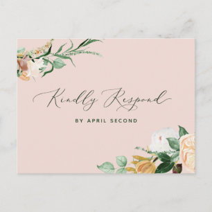 Postal De Invitación Boho Greenery Rubor Boda Rosa RSVP