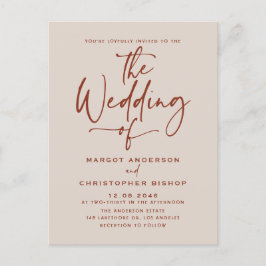 Postal De Invitación Boho Hand Lettered Calligraphy Terracotta Boda