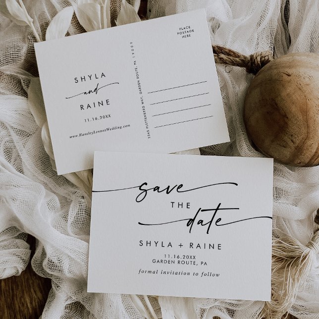Postal De Invitación Boho Moda Boda blanca y negra salva la fecha (Subido por el creador)