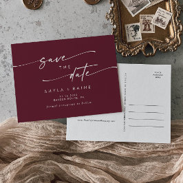 Postal De Invitación Boho Moda Borgoña Boda roja salva la fecha