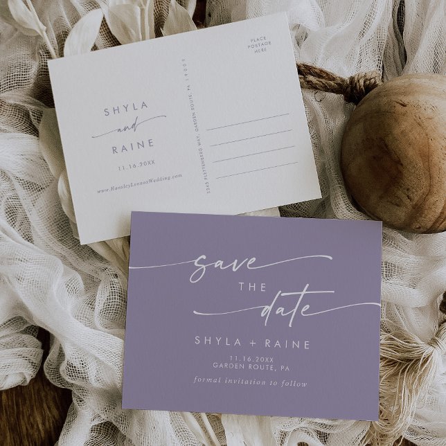 Postal De Invitación Boho Moda Lavender Matrimonio púrpura Salvar la fe (Subido por el creador)
