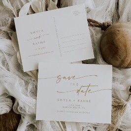 Postal De Invitación Boho Moda Oro y Boda Blanca Salven la Fecha