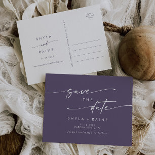 Postal De Invitación Boho Moda Plum Boda púrpura Salvar la fecha
