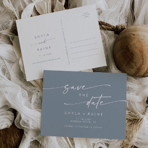 Postal De Invitación Boho Moda Polvorienta boda azul salva la fecha