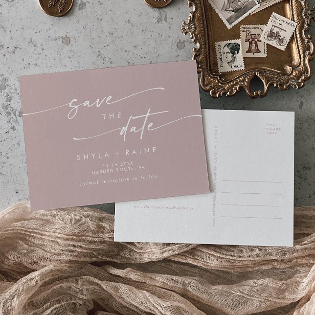 Postal De Invitación Boho Moda Polvorienta Rosa Boda Rosa Salva la fech (Subido por el creador)