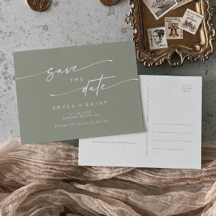 Postal De Invitación Boho Moda Sage La boda verde salva la fecha