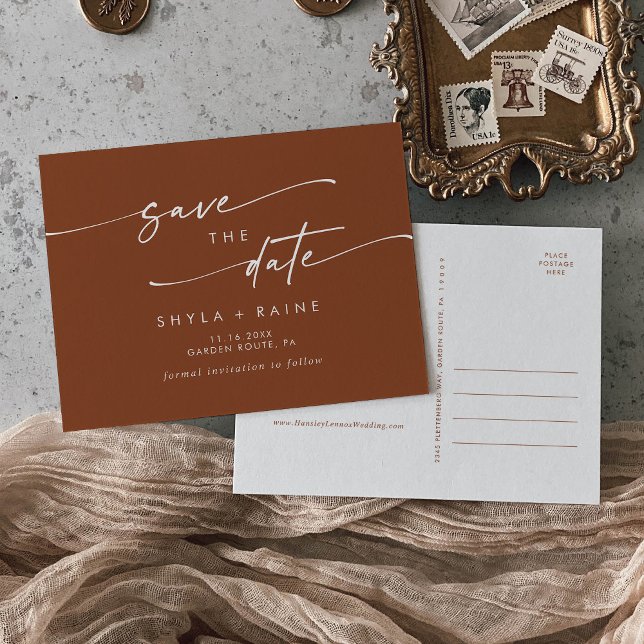 Postal De Invitación Boho Moda Terracotta Wedding Save the Date (Subido por el creador)