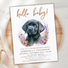 Postal De Invitación Boho Modern Puppy Dog Terracotta Baby Shower