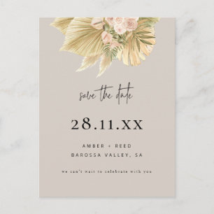 Postal De Invitación Boho Palm Floral Rubor Natural Save The Date
