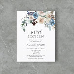 Postal De Invitación Boho presupuestal Dusty Blue Beige Flores dulces 1<br><div class="desc">Flores azul polvorientas y beige neutras con hojas secas.</div>