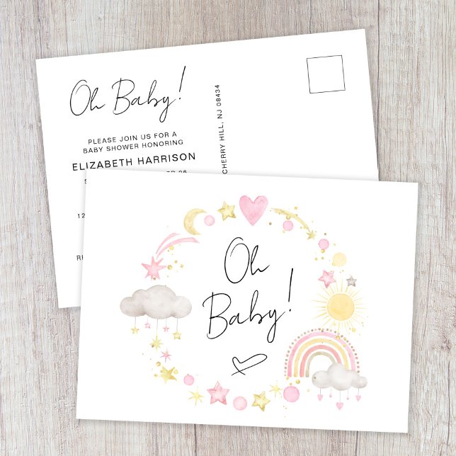 Postal De Invitación Boho Rainbow Watercolor Baby Shower (Subido por el creador)