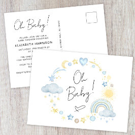 Postal De Invitación Boho Rainbow Watercolor Baby Shower