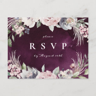 Postal De Invitación Boho rosa de plumas y polvoriento boda rústica flo