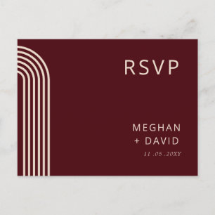 Postal De Invitación Boho ruso de Borgoña arqueó la boda moderna RSVP