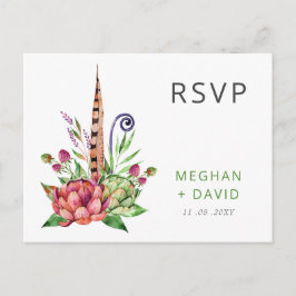 Postal De Invitación Boho rústico exitoso Cactus Greenery Wedding RSVP