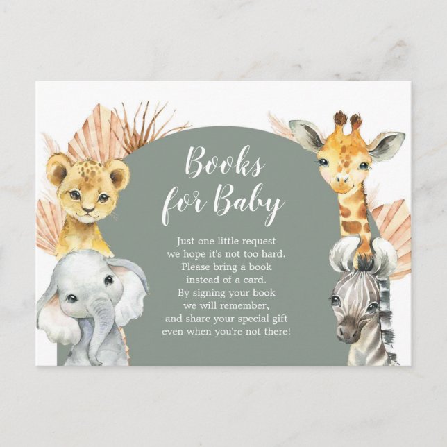 Postal De Invitación Boho Sage Green Safari Oh Boy Boys For Baby (Anverso)