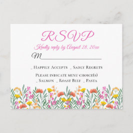 Postal De Invitación Boho Wildflowers Boda floral de primavera RSVP