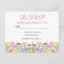 Postal De Invitación Boho Wildflowers Boda floral de verano RSVP