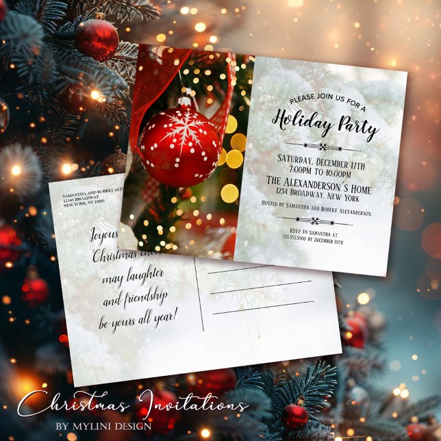 Postal De Invitación Bola roja de árbol de Navidad - Fiesta de Navidade (Subido por el creador)