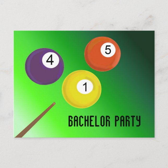 Postal De Invitación Bolas de billar para despedida de soltero (Anverso)