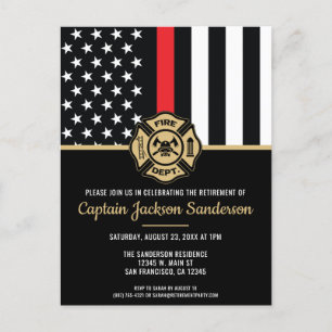 Postal De Invitación Bombero del Departamento de Bomberos Jubilación