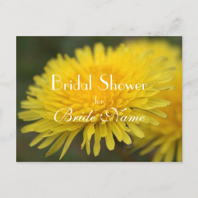 Postal De Invitación Bonito amarillo flor silvestre dandelion ducha de  (Anverso)