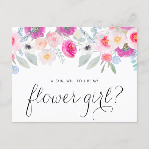 Postal De Invitación Bonito Anemones Rosa Serás Mi Niña Flora
