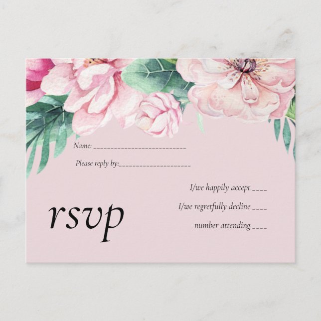 Postal De Invitación Bonito Floral Verde Salto Presupuesto Boda (Anverso)