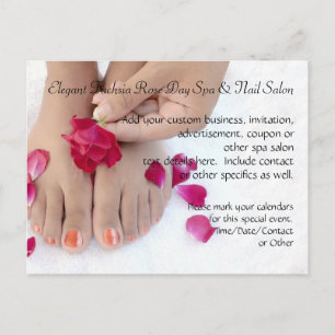Postal De Invitación Bonito Fuchsia Salón de pedicura rosa
