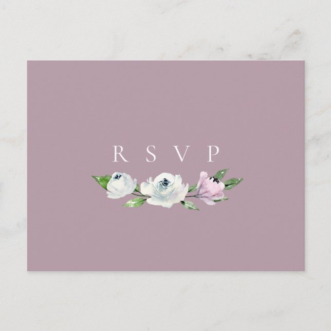 Postal De Invitación Bonito Mauve Floral Wedding RSVP Canción (Anverso)