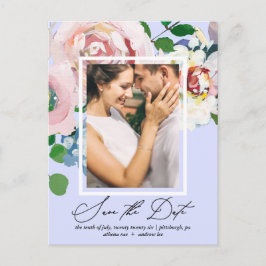 Postal De Invitación Bonito Periwinkle Floral Photo Save the Date