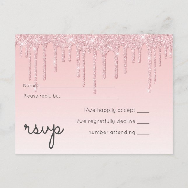 Postal De Invitación Bonito Presupuestaria Boda Giratoria Purpurina RSV (Anverso)